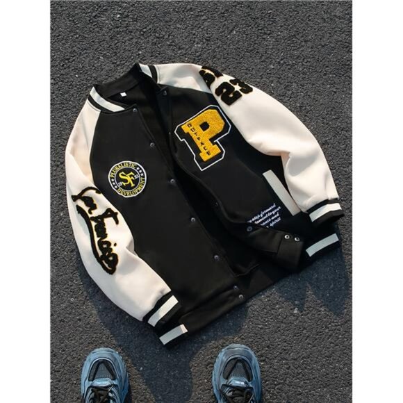 [Vintage Baseball Jacket] Autumn Winter Men's Vintage College Style Baseball - Picture 2 of 8